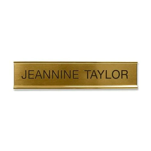 Xstamper Aluminum Desk Sign - Gold Finish - 10’’ x 2’’ - 1 Each - Signs & Nameplates