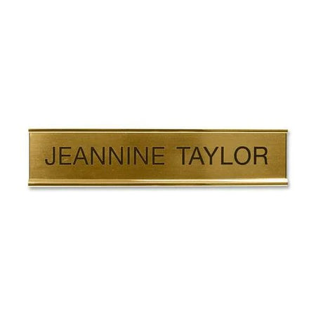 Xstamper Aluminum Desk Sign - Gold Finish - 10’’ x 2’’ - 1 Each - Signs & Nameplates