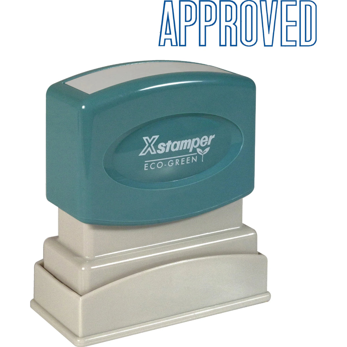 Xstamper APPROVED Title Stamp - 0.50’’ x 1.63’’ - Blue - Recycled - Address & Office Stamps