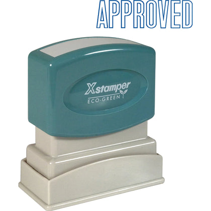 Xstamper APPROVED Title Stamp - 0.50’’ x 1.63’’ - Blue - Recycled - Address & Office Stamps