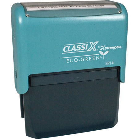 Xstamper ClassiX ECO Custom Message Stamp - 1.44’’ x 2.94’’ - Black Plastic - Address & Office Stamps