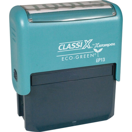 Xstamper ClassiX ECO Self-inking Stamp - Custom Message/Date - 0.94’’ x 2.44’’ - Black - Recycled - Address & Office