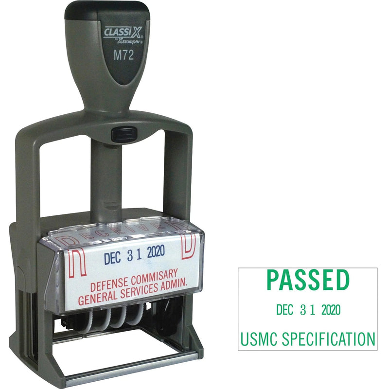 Xstamper ClassiX Self-inking Date Stamp - Custom Message/Date - 1.25’’ x 2.12’’ - Daters