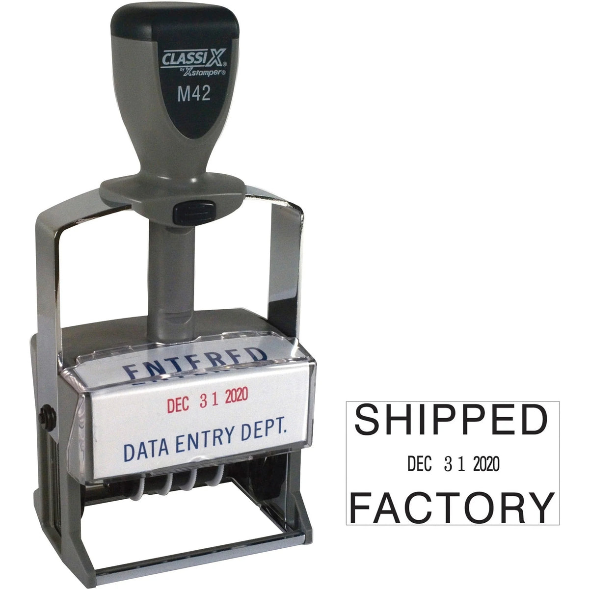 Xstamper ClassiX Self-inking Date Stamp - Customizable 1.37’’ x 2.25’’ - Red/Blue - Daters