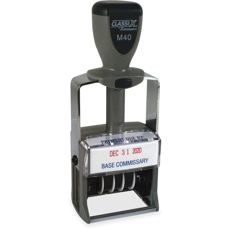Xstamper ClassiX Self-inking Date Stamp - Efficient Message/Date - Daters
