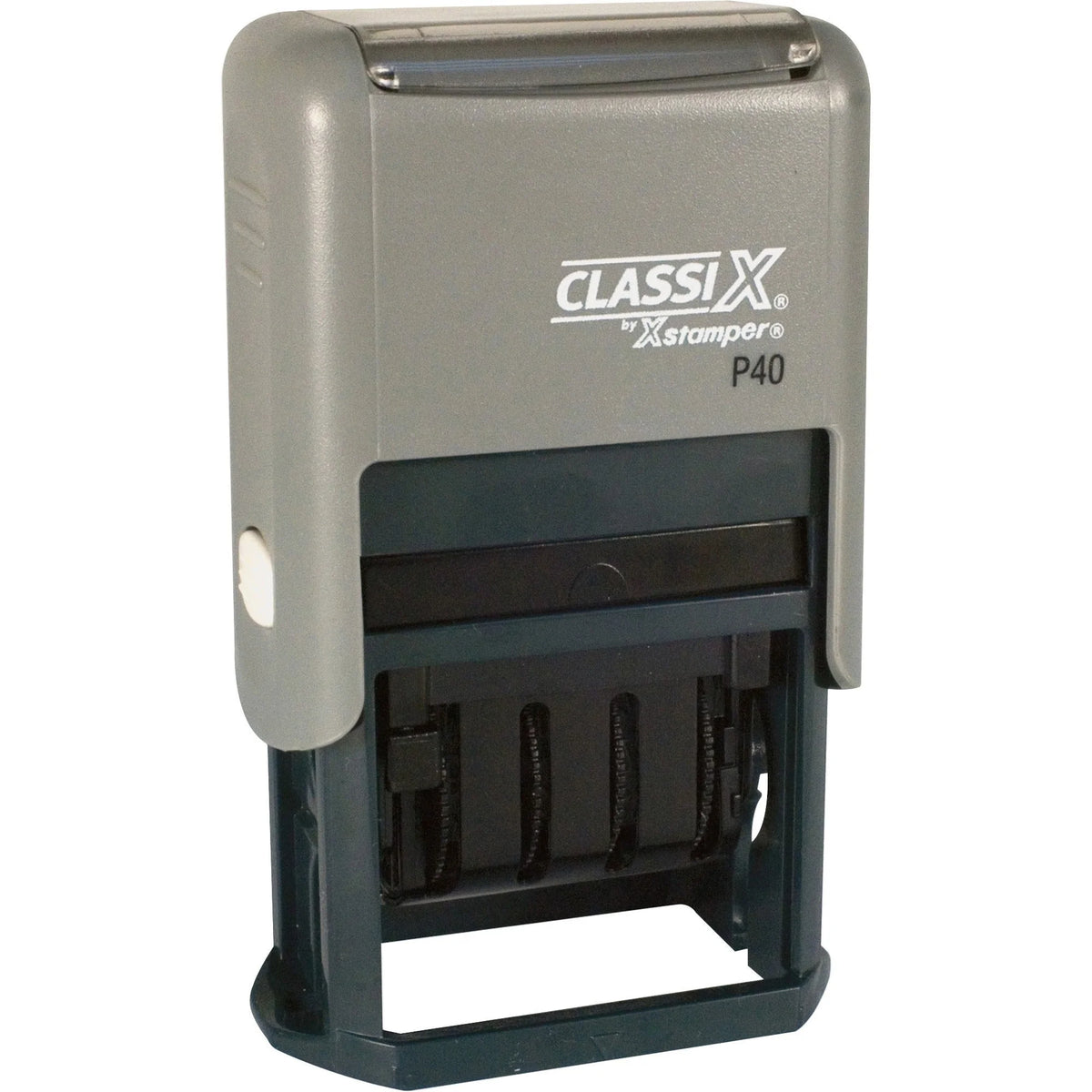 Xstamper Classix Self-Inking Dater Stamp - 0.88’’ x 1.56’’ - Red/Blue - Plastic - Daters