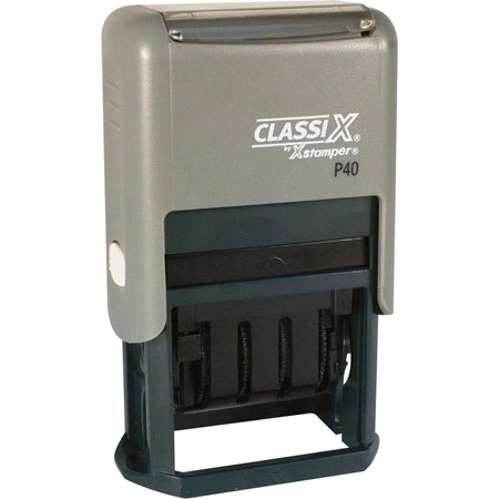 Xstamper Classix Self-Inking Dater Stamp - 0.88’’ x 1.56’’ - Red/Blue - Plastic - Daters
