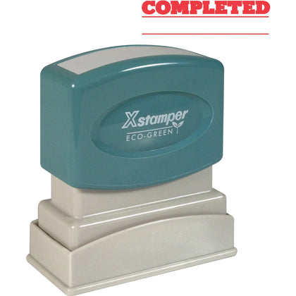 Xstamper COMPLETED Message Stamp - 0.50’’ x 1.63’’ - Red - Recycled - Address & Office Stamps