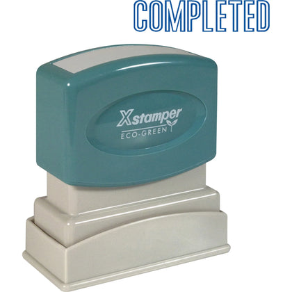 Xstamper COMPLETED Title Stamp - Blue Recycled - 0.50’’ x 1.63’’ - 100000 Impressions - Address & Office Stamps