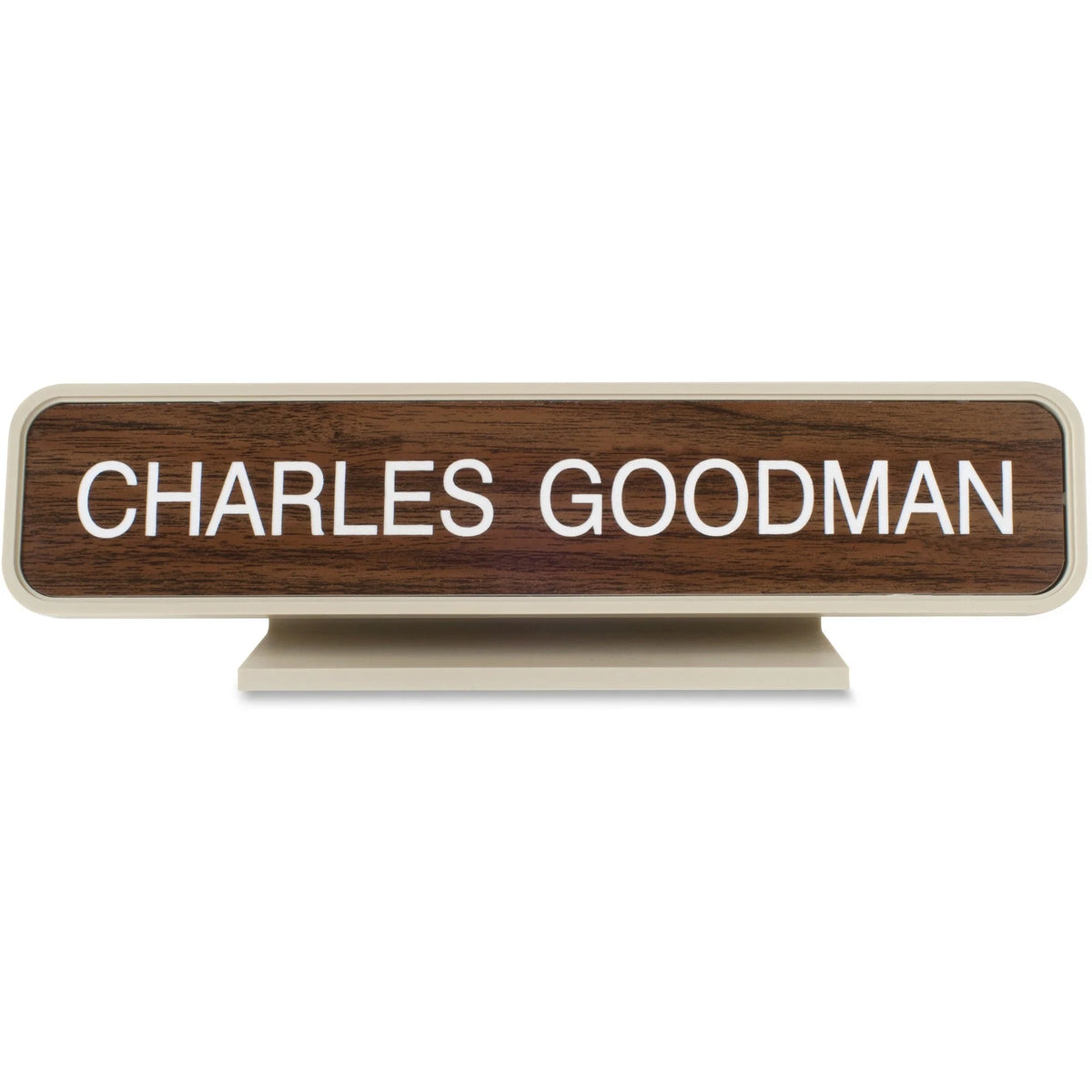 Xstamper Designer Framed Desk Sign - Elegant 10x2’’ Rectangular Aluminum & Plastic - Almond - Signs Nameplates