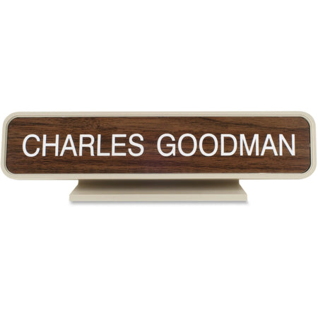 Xstamper Designer Framed Desk Sign - Elegant 10x2’’ Rectangular Aluminum & Plastic - Almond - Signs Nameplates