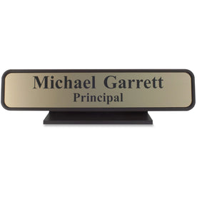Xstamper Designer Framed Desk Sign - Elegant Brown Aluminum & Plastic - 10’’x2’’ - Signs Nameplates