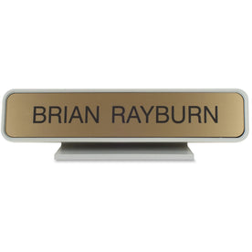 Xstamper Designer Framed Desk Sign - Rectangular Gray - 10’’x2’’ - Aluminum & Plastic - Signs Nameplates
