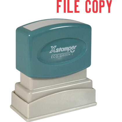 Xstamper FILE COPY Title Stamp - Red Recycled - 0.50’’ x 1.63’’ - 100000 Impressions - Address & Office Stamps