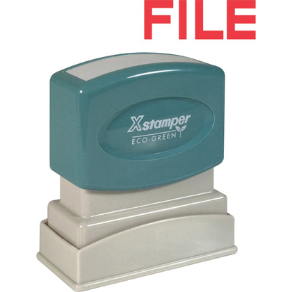 Xstamper FILE Title Stamp: Message Stamp 0.50’’ x 1.63’’ - Red - Address & Office Stamps