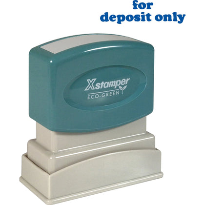 Xstamper ’For Deposit Only’ Title Stamp - Blue Recycled - 0.50’’ x 1.62’’ - 100000 Impressions - Address & Office Stamps