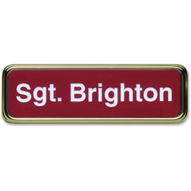 Xstamper Gold Frame Name Badge: Durable Plastic 1’’ x 3’’ Rectangular Shape - ID Badges & Supplies