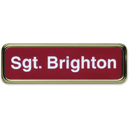Xstamper Gold Frame Name Badge: Durable Plastic 1’’ x 3’’ Rectangular Shape - ID Badges & Supplies