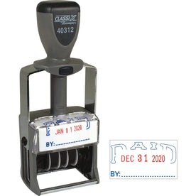 Xstamper Heavy-duty PAID Self-Inking Dater Stamp - Blue/Red Metal/Plastic - Daters