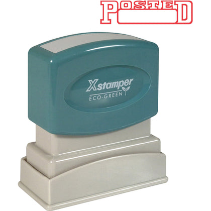 Xstamper POSTED Message Stamp - 0.50’’ x 1.62’’ - Red - Recycled - Address & Office Stamps