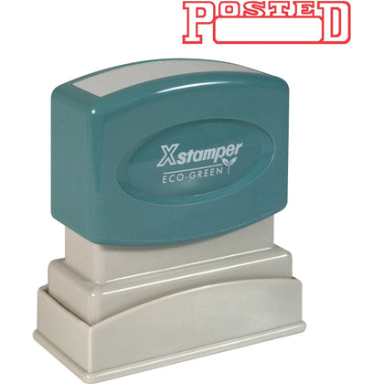 Xstamper POSTED Message Stamp - 0.50’’ x 1.62’’ - Red - Recycled - Address & Office Stamps