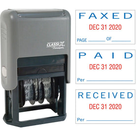 Xstamper Self-Inking Dater Stamp - PAID FAXED RECEIVED - 0.93’’ Impression Width - Daters