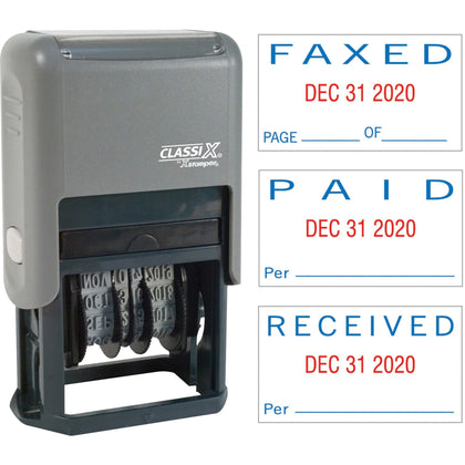 Xstamper Self-Inking Dater Stamp - PAID FAXED RECEIVED - 0.93’’ Impression Width - Daters