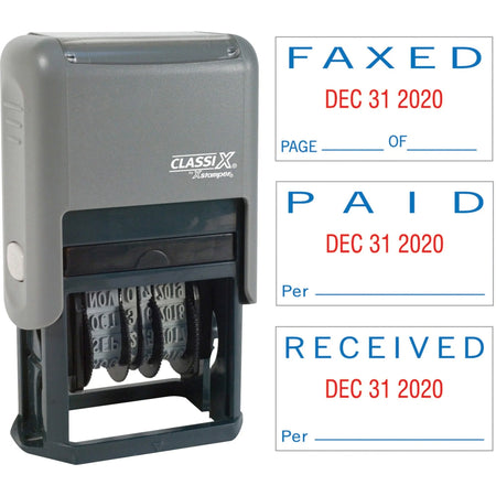 Xstamper Self-Inking Dater Stamp - PAID FAXED RECEIVED - 0.93’’ Impression Width - Daters
