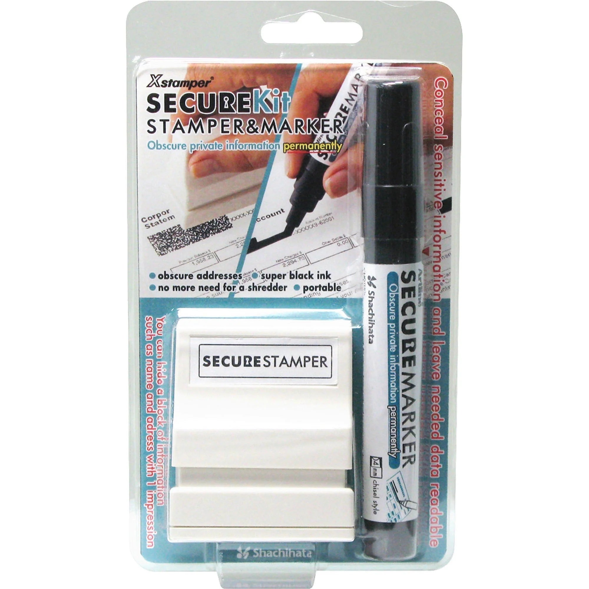 Xstamper Small Security Stamper Kit - Black - 1 Pack - Address & Office Stamps