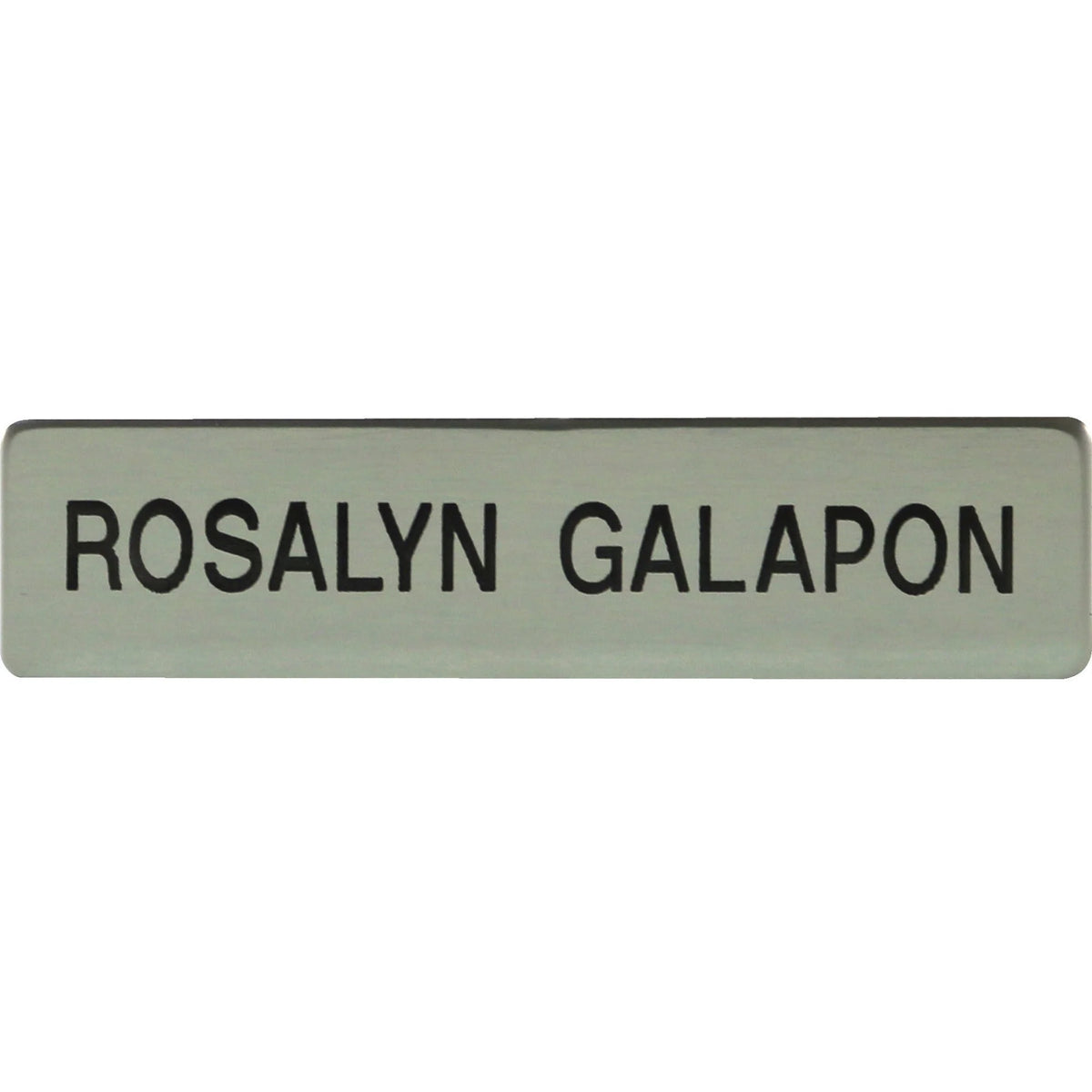 Xstamper Uniform Badge: Black Letters on Silver Metal - 2.5’’ x 0.6’’ - Rectangular Shape - ID Badges & Supplies