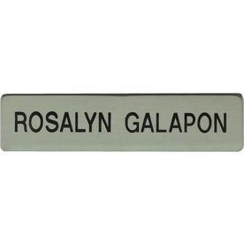 Xstamper Uniform Badge: Black Letters on Silver Metal - 2.5’’ x 0.6’’ - Rectangular Shape - ID Badges & Supplies