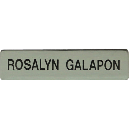 Xstamper Uniform Badge: Black Letters on Silver Metal - 2.5’’ x 0.6’’ - Rectangular Shape - ID Badges & Supplies