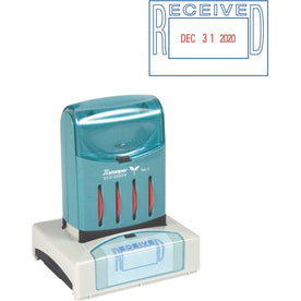 Xstamper VersaDater Pre-inked RECEIVED Date Stamp - Blue/Red - Recycled - Daters