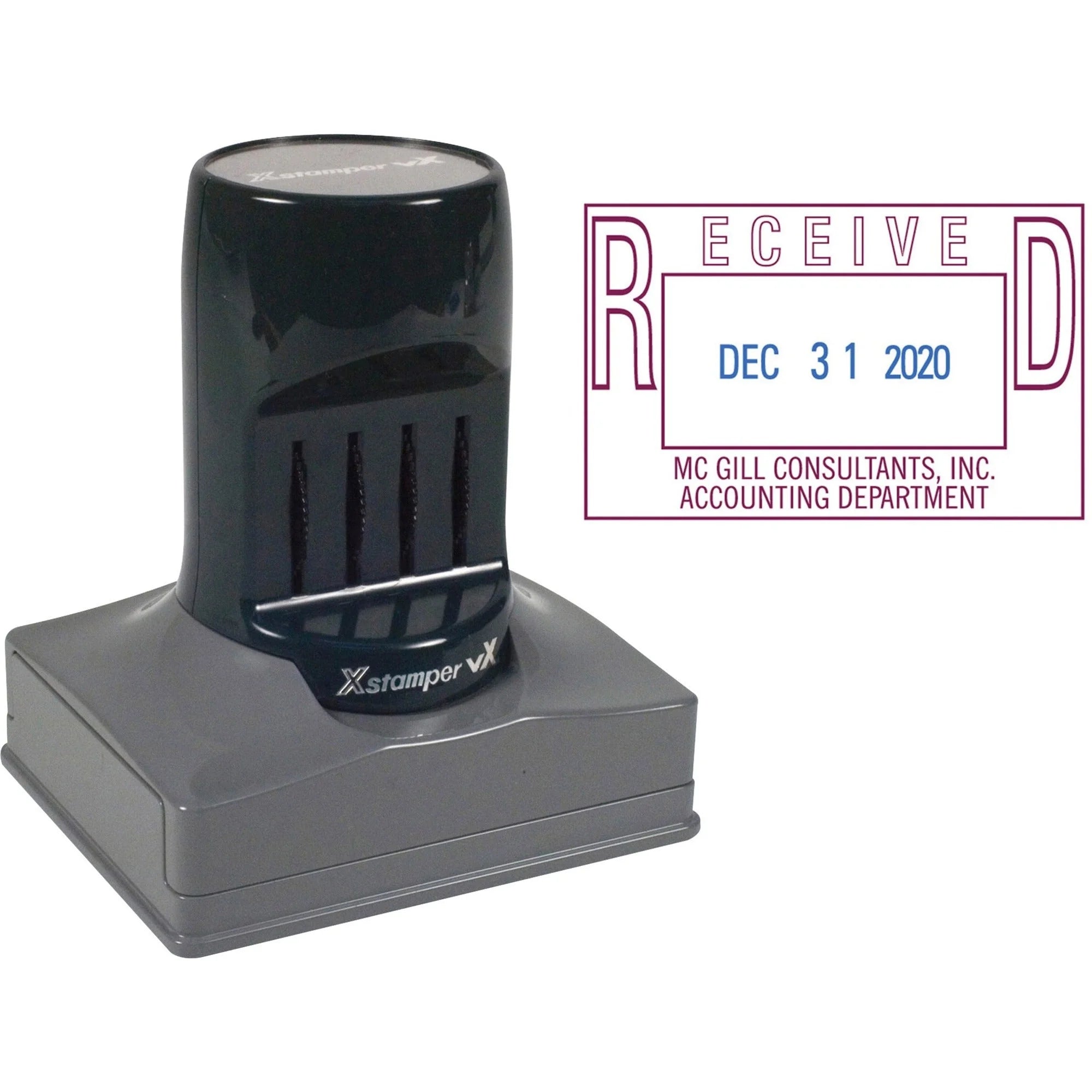 Xstamper VX Pre-inked Date Stamp: REC’D PAID ENT’D FAXED - Daters