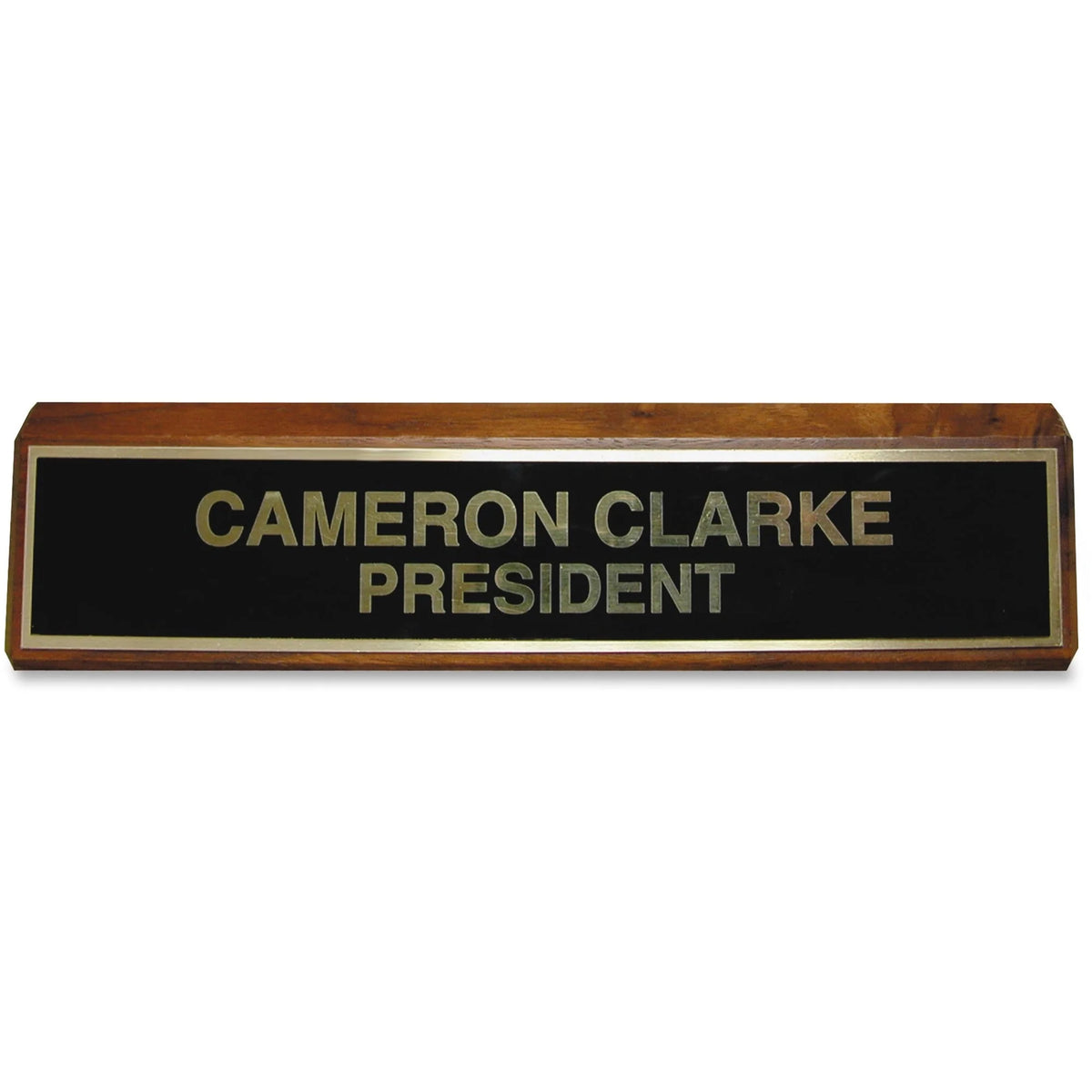 Xstamper Wood Base Brass Plated Desk Sign - Elegant & Walnut Finish - Signs Nameplates