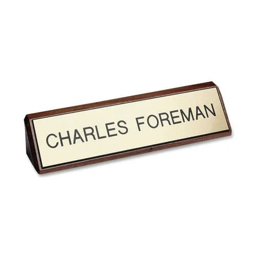 Xstamper Xecutives Plastic Name Plates on Wood - Elegant Indoor Signage - Signs & Nameplates