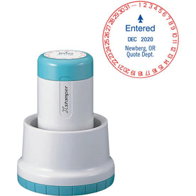 Xstamper XpeDater Rotary Custom Date Stamp - 1.19’’ Impression - Red/Blue - Daters