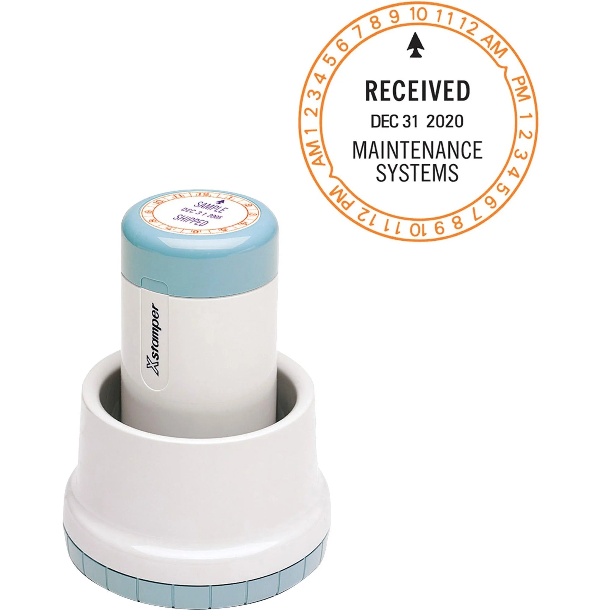 Xstamper XpeDater Rotary Stamp: RECEIVED - 1.90’’ Impression - Red/Blue - Recycled - Daters