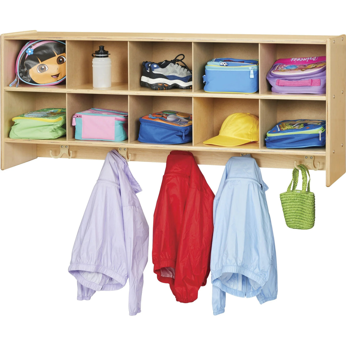 Young Time 10-Section Wall Locker: Durable Eco-Friendly Storage Solution - Cubbies &