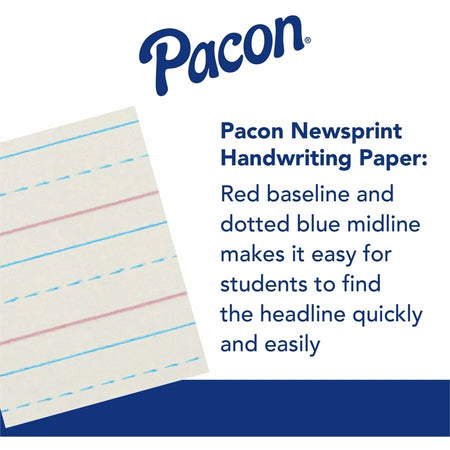 Zaner-Bloser Dotted Midline Newsprint Paper: 500 Sheets 0.50’’ Ruled Unruled Margin - Handwriting Paper & Pads