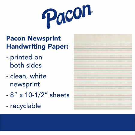 Zaner-Bloser Dotted Midline Newsprint Paper - 500 Sheets - 0.50’’ Ruled - White - Handwriting & Pads