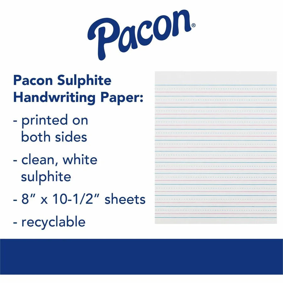 Zaner-Bloser Sulphite Paper: 500 Sheets 0.50’’ Ruled 8’’ x 10 1/2’’ - White - Handwriting Paper & Pads