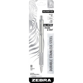 Zebra F-701 Ballpoint Pen: Fine Point Refillable Stainless Steel - Pens