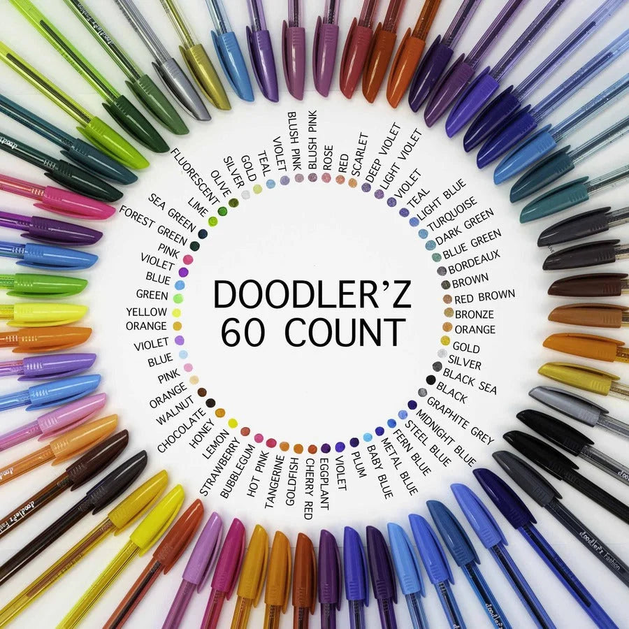 Zebra Pen Doodler’z Gel Stick Pens - 1mm Bold Point - Metallic & Neon Inks