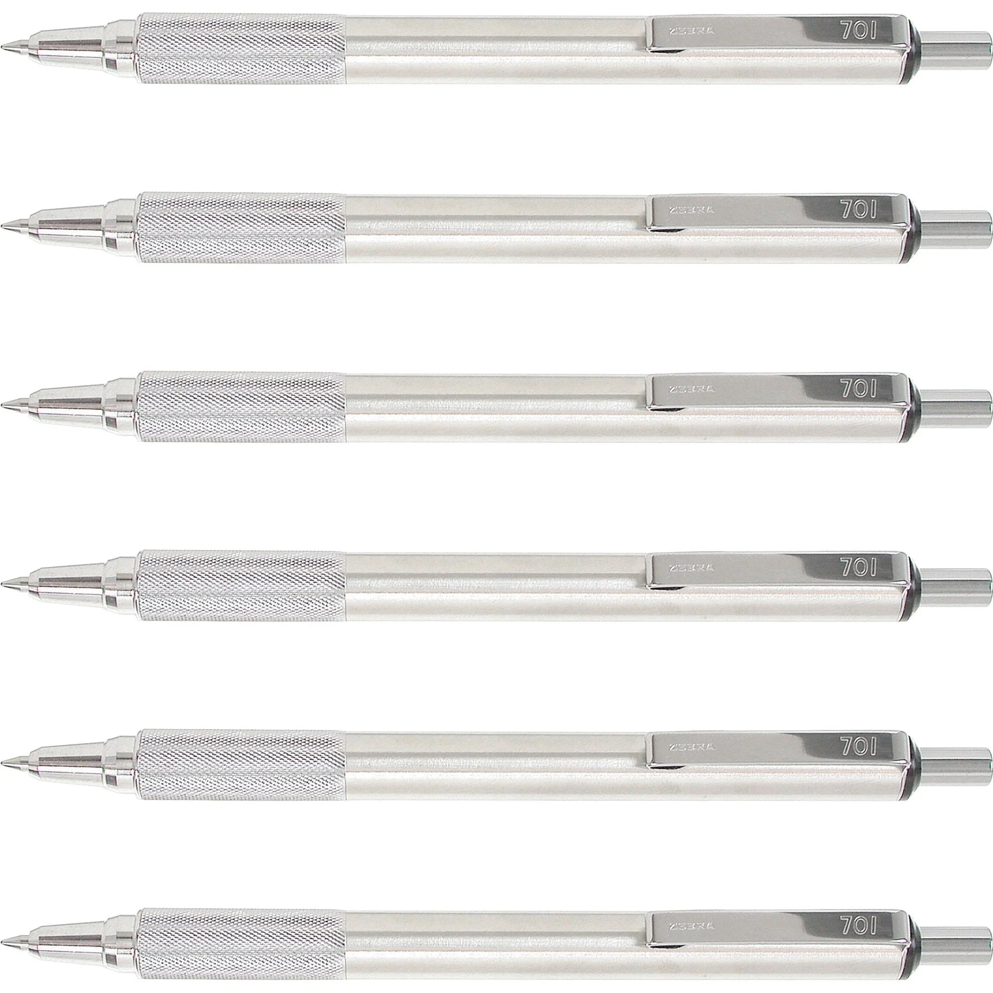 Zebra Pen STEEL 7 Series F-701 Ballpoint - Refillable Stainless Steel Barrel - Pens