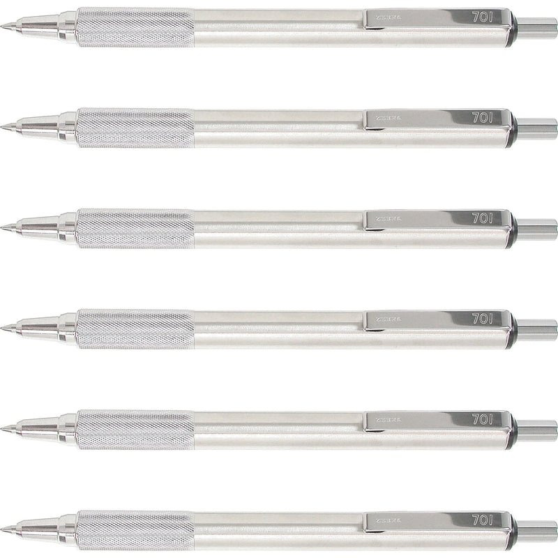 Zebra Pen STEEL 7 Series F-701 Ballpoint - Refillable Stainless Steel Barrel - Pens