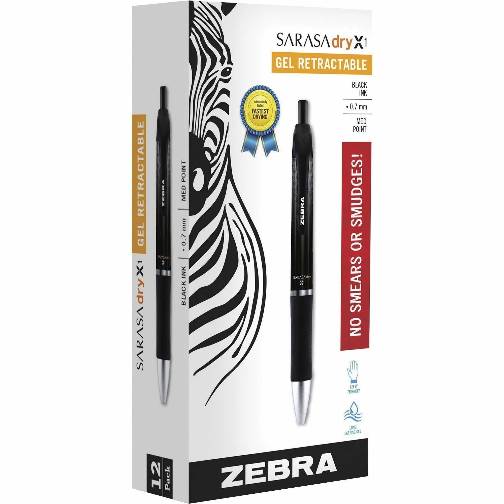 Zebra SARASA dry X1 Gel Pen - Retractable Black Ink - Dry Gel-based - 1 Dozen - Pens