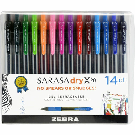 Zebra SARASA dry X20 Gel Pen - 0.7mm Medium Point - Blue Ink - 14 Pack - Pens