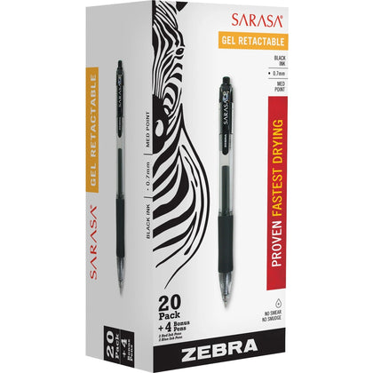 Zebra Sarasa Dry X20 Gel Pen: Medium Point Refillable Black Ink - Pens