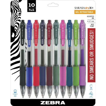 Zebra SARASA dry X20 Gel Pen Set - Medium Point Refillable - Pens